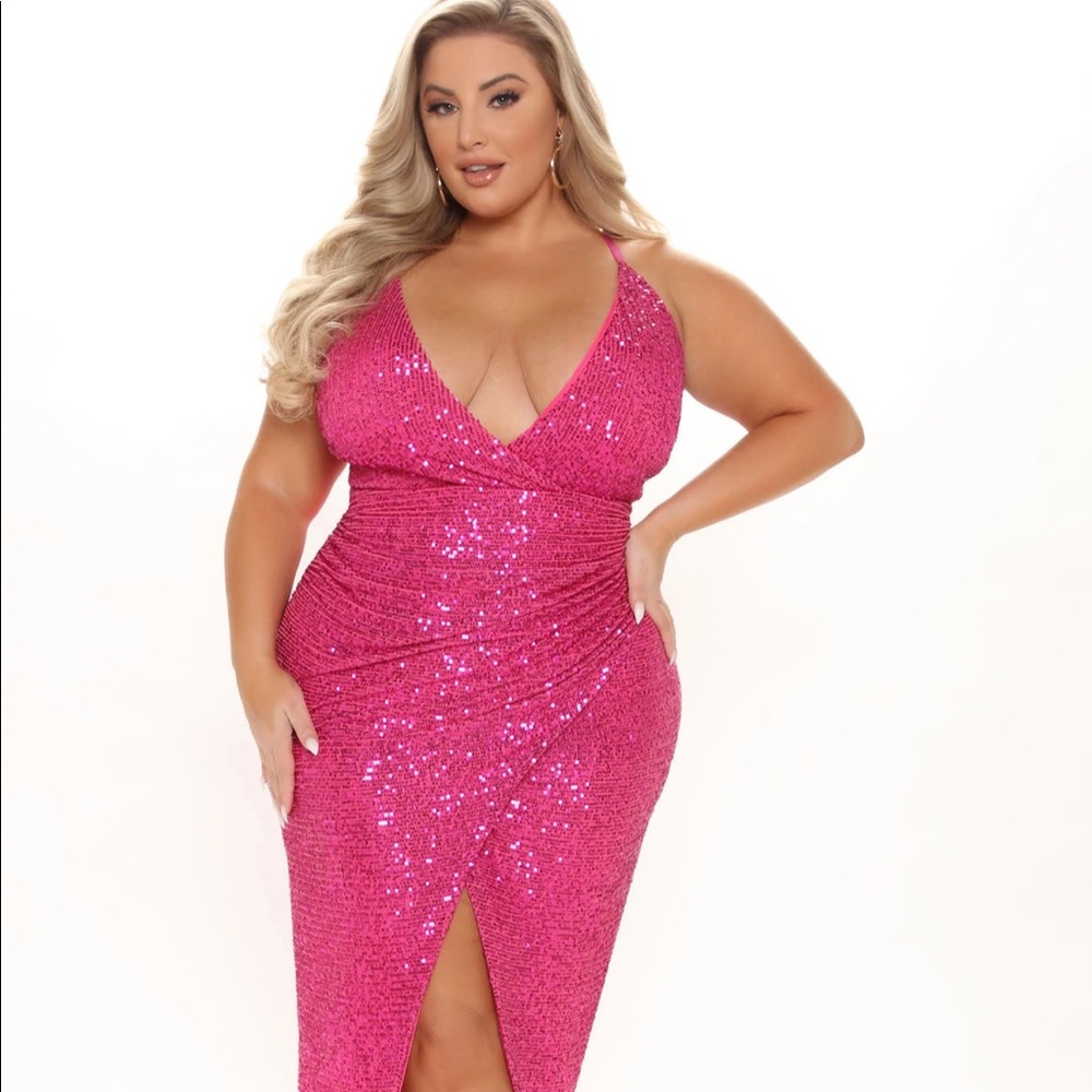 Pink unworn evening gown